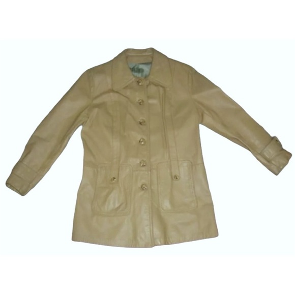 Vintage 70's Kirks Suede Leather Jacket  Camel Trench Coat Retro ALT Spy egirl - Picture 6 of 16